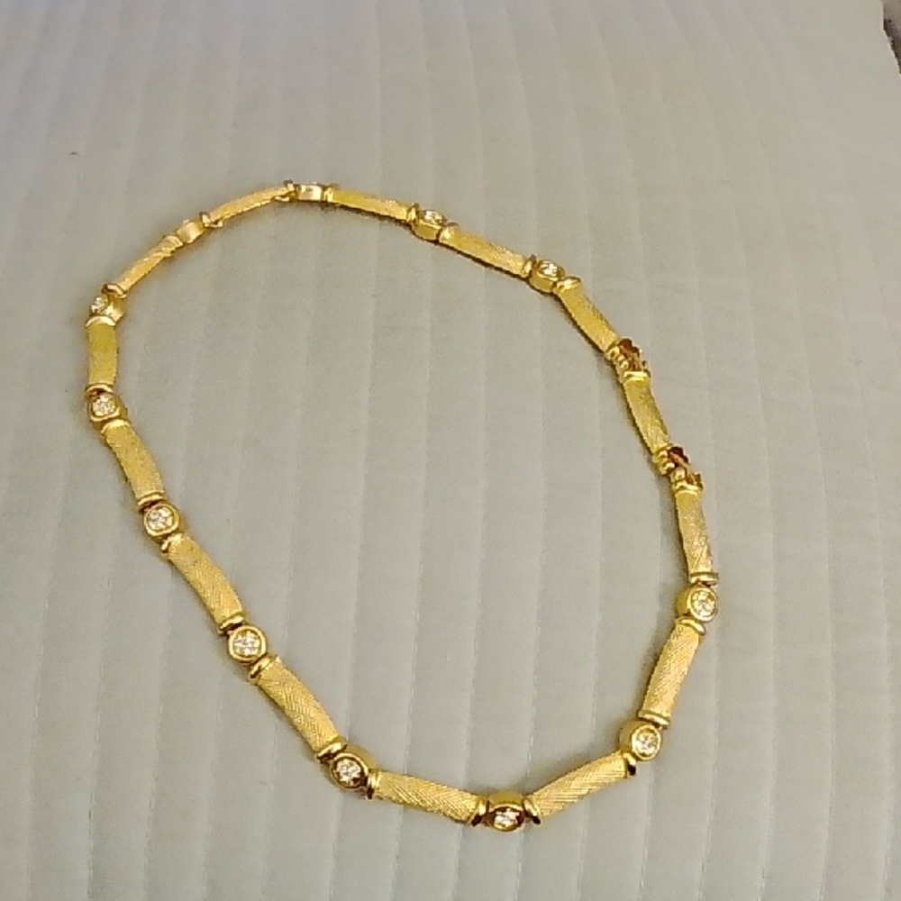 Vermeil Gold Necklace with Crystal Accents
